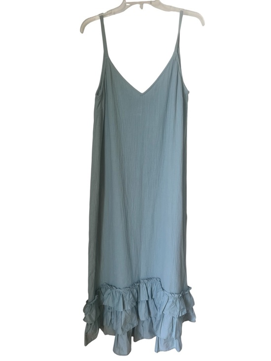 River Island Dresses & Skirts - NWT River Island 100% Cotton Blue Midi Ruffle Boho Coastal Summer Sundress UK 14